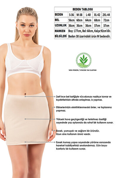 ÖZKAN underwear Özkan 27290 Kadın Viskon Diz Üstü Mini Boy Astar Jüpon Kombinezon