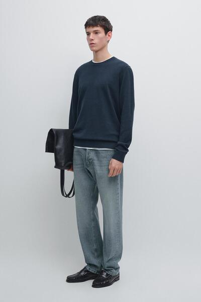 Massimo Dutti Bisiklet yaka pamuklu yünlü triko kazak