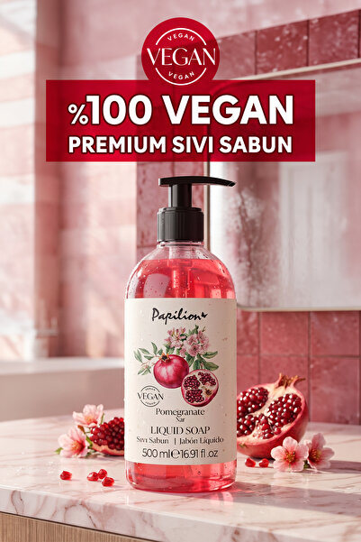 Papilion Pomegranate Extract Vegan Premium Liquid Soap 500 ml Daily Hand Clea...
