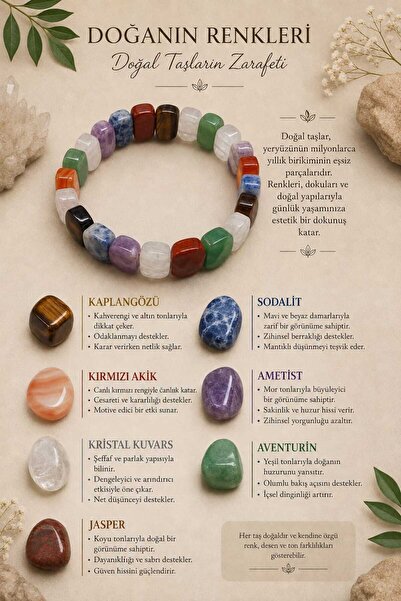 OSMANLI DOĞAL TAŞ Original & Certified Handmade Chakra Bracelet Boxed Special...