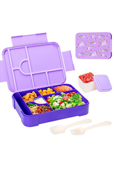 Choice 1330ml Purple Adorable Pattern Kids Lunch Box Portable Divided Microwa...