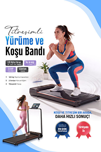 EN SİGA Titreşim Modlu Yürüme Bandı Led Ekranlı 2.5 HP Motor Uzaktan Kumandal...