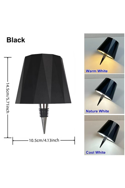 Choice5 04 Black MULTI LED Table Lamp Wireless Wine Bottle Lamp USB Rechargea...