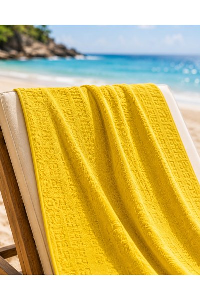 la lune home 70X150 cm Cotton Beach and Sauna Towel – Beach Patterned, Fringed, Soft Textured