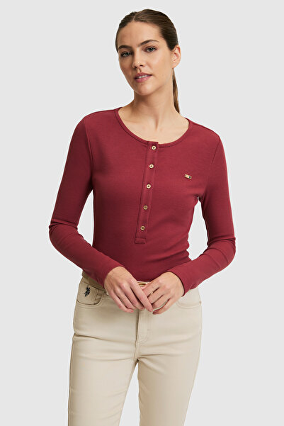 U.S. Polo Assn. Tricou Cherry cu gât rotund pentru femei 50323456-VR223