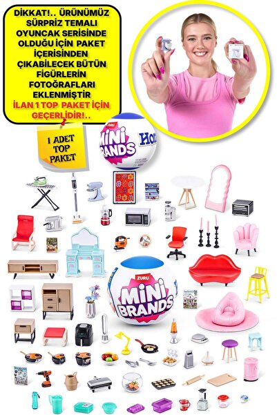 TOYFEST Mini Brands Mini Home Ev Eşyası Sürpriz Fügürleri Top Paket - 1 ADET