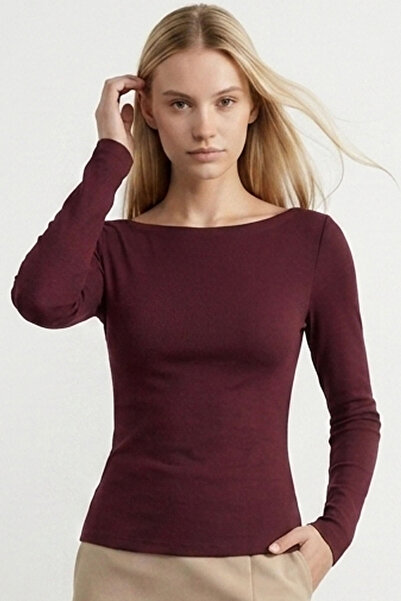 Şiir Jerdev Soft Touch Slim Fit Boat Neck Long Sleeve Women's Blouse & Top - ...