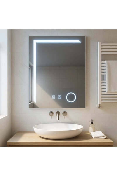 OEM Oglindă LED dreptunghiulară Linea Touch, 60x80 cm, sistem de dezaburire, ...