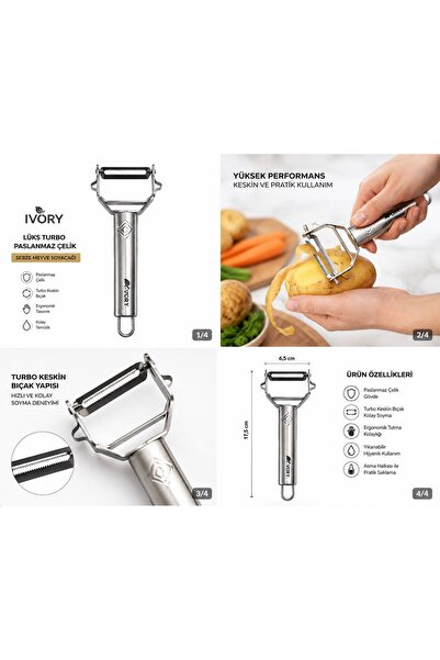 IVORY Luxury Turbo Stainless Steel Vegetable and Fruit Peeler Practical Kitch...