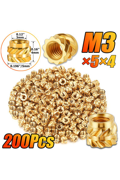 Choice 200pcs M3 Heat-Set Threaded Inserts for 3D Printing, Press-in Nuts for...