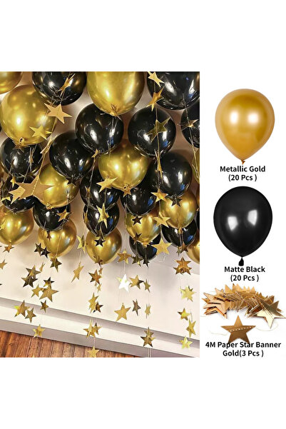Choice 10inch Set C 43Pcs Black,Gold,Silver,White Metal Thick Balloons Bar Pa...