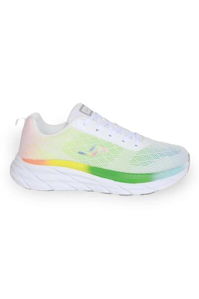 Jump 28052 White - Yellow - Green Women's Sneaker Casual Sneakers