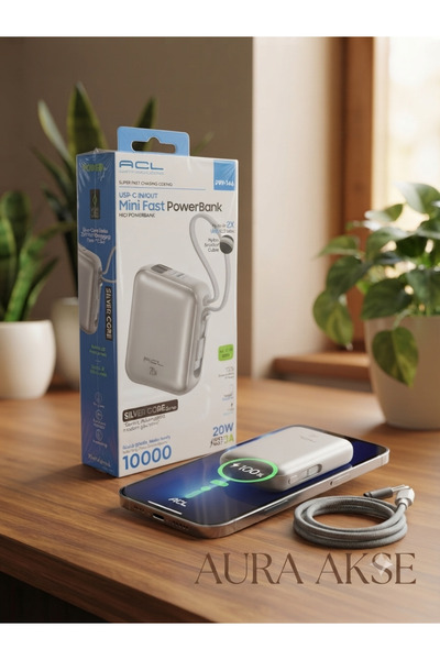 ACL Aura Akse Silver Core Series 10,000 mAh Mini Fast Powerbank