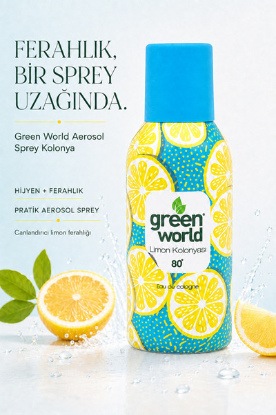 Green World Aerosol Sprey Kolonya Limon 150 ml