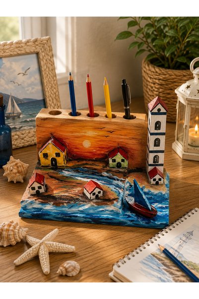ELSA Decorative Sea Concept Wooden Pen Holder