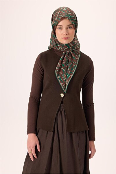 Silk Home Thin Cotton Soft Scarf Milky Coffee-Emerald Brown Patterned Breatha...