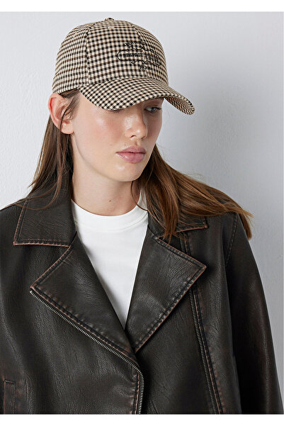 Mavi Plaid Patterned Brown Hat 1914121-71575