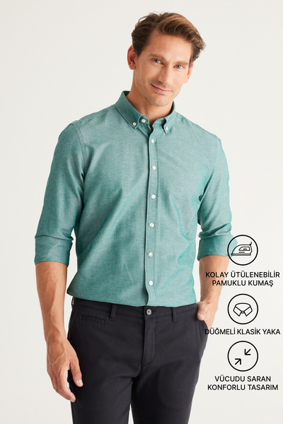 AC&Co / Altınyıldız Classics Men's Oxford Easy-Iron Anti-Sweat Cotton Shirt G...
