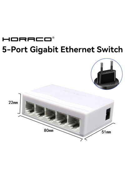 Choice3 EU Adapter HORACO 5 Port Gigabit Network Switch Unmanaged 1000M Mini ...
