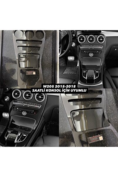 MERCEDES W205 GÖĞÜSLÜK KARBON KAPLAMA 2014-2018 UYUMLU SAATLİ KONSOL İÇİN KENDİNDEN YAPIŞKANLI