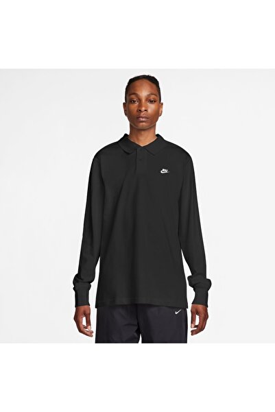 Nike M NK CLUB Πλεκτό Πόλο με Μακριά Μανίκια FQ3417-010 Μαύρο