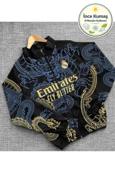 memetti m şekil Fly Emirates Unisex Paraşüt Kumaş Oversize Dijital Baskılı Si...