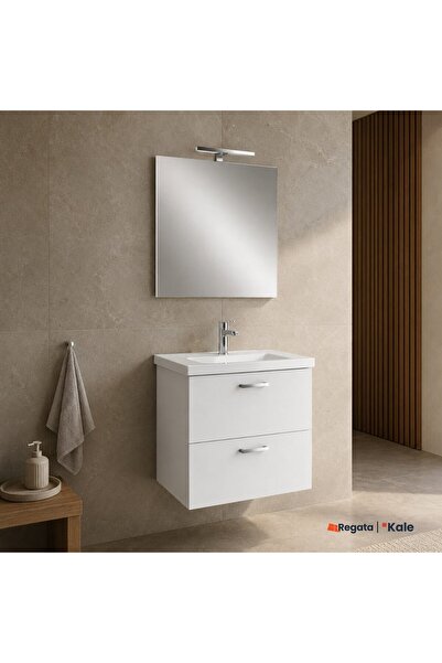 KALE Noah Beyaz 65 cm Alt Dolap, Lavabo ve Ayna Takımı