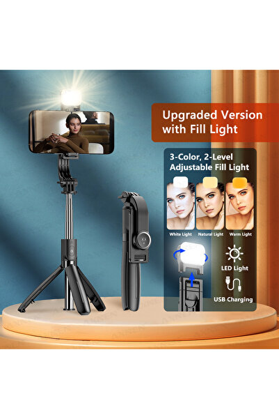 Choice3 No Bag with Fill Light Selfie Stick Tripod for Cell Phone, Mobile Sta...