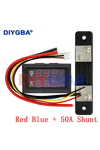 Choice4 Red Blue With Shunt Mini Digital Voltmeter Ammeter DC 0-100V 50A Amp ...