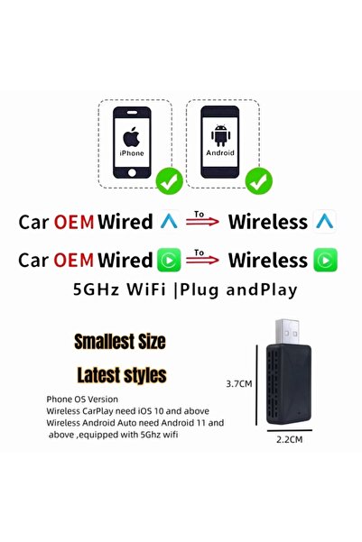 Choice 2 IN 1 Adapter 2026 Anyfar 2 in 1 Wireless CarPlay Adapter&Android Aut...