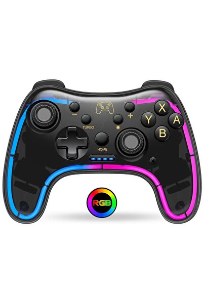 Choice Transparent-Black Controller 7039 for Switch With RGB Lights,Turbo,Wak...
