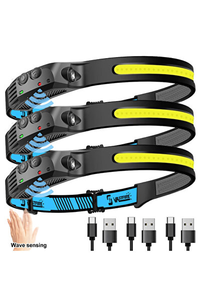 Choice3 Built-in Battery 1COB 3PCS 1~5Pack Headlamp USB Rechargeable LED Sens...