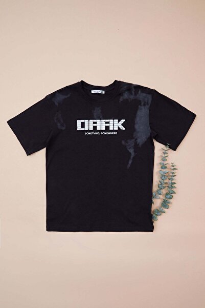 Fulla Moda Dark Printed Crew Neck Boys' T-Shirt