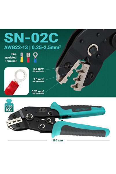 Choice SN-02C Crimper SN-02C Professional Wire Crimping Tool Set Pre-Insulate...
