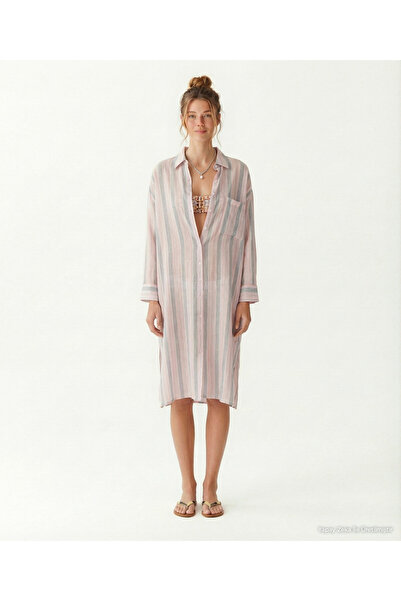 Yargıcı Plain Shirt Collar Long Sleeve Dress