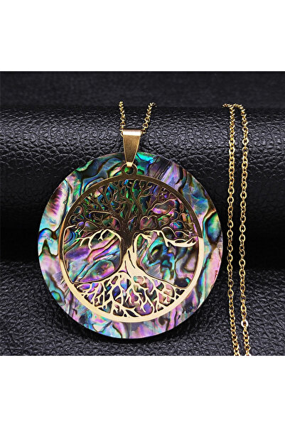 Choice F 50cm O GD Tree of Life Stainless Steel Abalone Shell Natural Necklac...