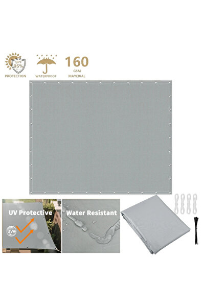 Choice 3x4M Grey Waterproof Awning 95%UV Block Sun Shade Sail Garden Privacy ...