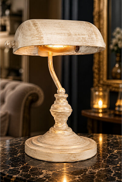 Venon Aydınlatma Lighting Banker Table Lamp Cream Yellow Patina Makam Luxury ...