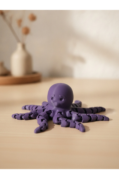 Eklemli Mor Ahtapot - Dekoratif 3D Maket Hediyelik 4,5cm