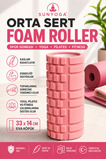 SUNYOGA High Density Medium Hard Deluxe Foam Roller Fıtness Pilates Yoga Mass...