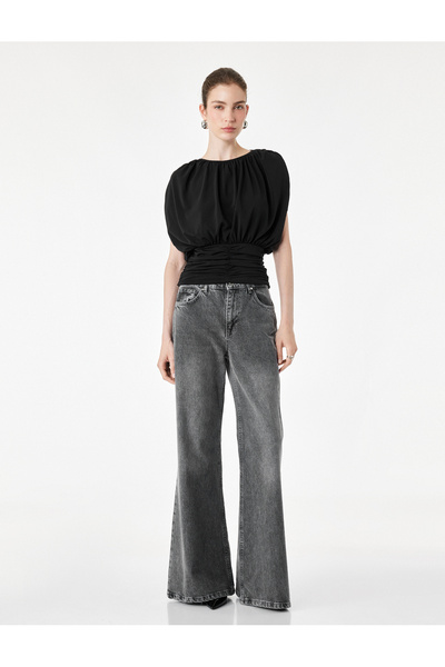 Koton Crew Neck Sleeveless Gathered Blouse