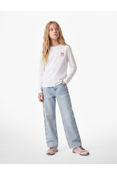 Koton Printed on the Front and Back, Bow-Tie, Relaxed Fit, Long-Sleeved, Crew...