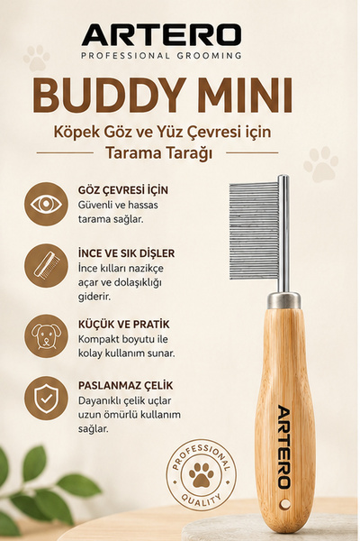 Artero Buddy Mini Köpek Göz ve Yüz Çevresi için Tarama Tarağı