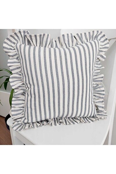 shules collection Bohemian Ruffled Linen Striped Pillow Case