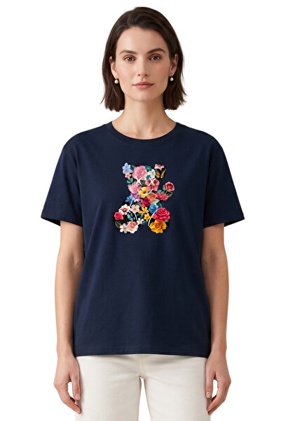 DK DAKSEL Women's Colorful Floral Teddy Bear Printed Basic Cut 100% Cotton T-...