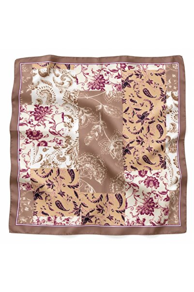 Axesoire 13929 Küçük Çiçek Desenli Vizon Bandana Fular 50x50 cm