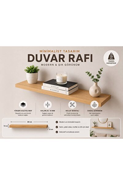 Genel Markalar Şık tasarımı ve dayanıklı MDF yapısıyla 80×12 cm ölçülerinde, ...
