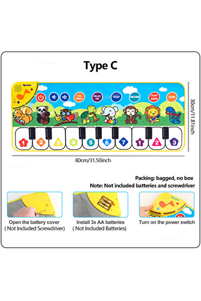 choice2 80x30cm Type C Piano Mat for Kids Kids Toddlers Floor Keyboard Dance ...