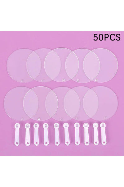 Choice 50PCS 50Pc 5cm Cute Mini Transparent Blank Fan Children DIY Art Fan We...