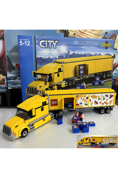 Choice With 2 figures Technical Yellow Delivery Transporter Truck‌‌ 60440 Bui...